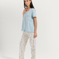 Women's Half Sleeve Pajama with Embroidered Pants
