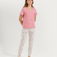 Women's Half Sleeve Pajama with Embroidered Pants