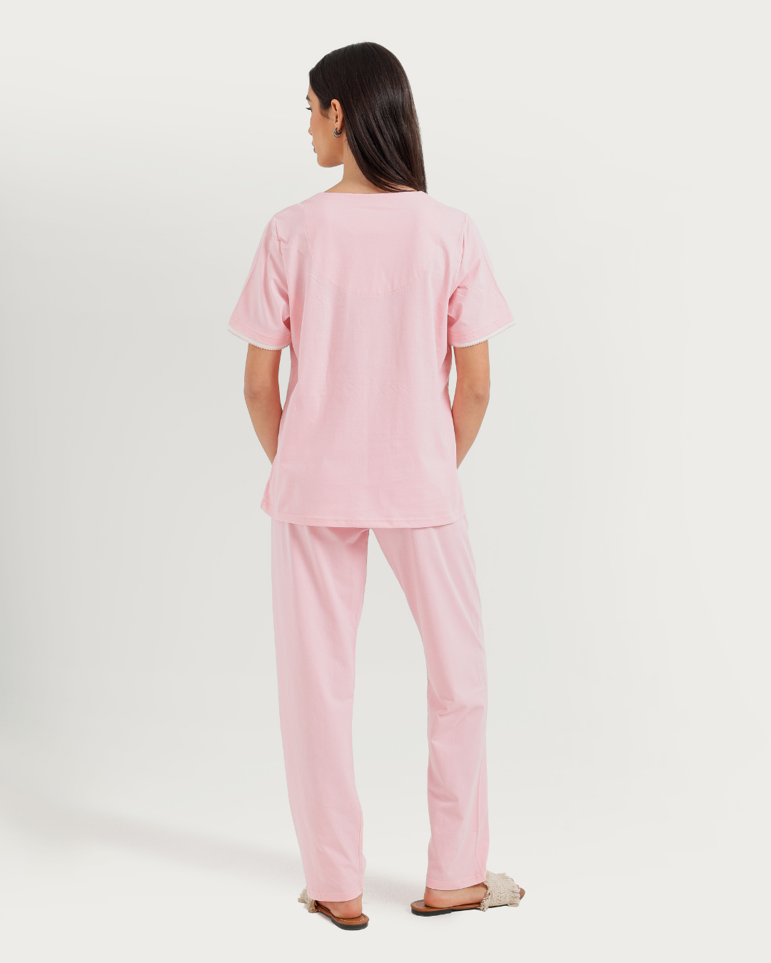 Women's Half Sleeve Pajama with Buttoned Pants