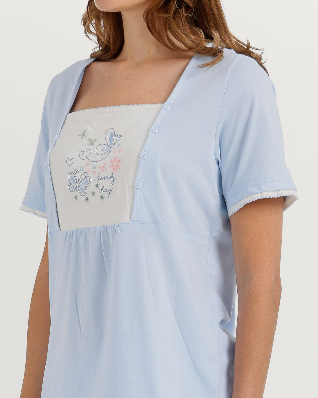 Women's Half Sleeve Pajama with Buttoned Pants