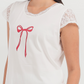 Pajama women's pants and dentures are worn