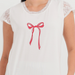 Pajama women's pants and dentures are worn