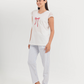 Pajama women's pants and dentures are worn