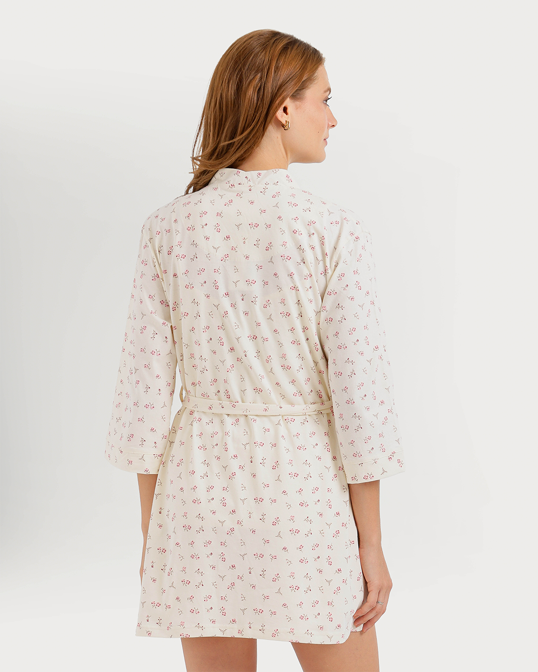 Women's 3-piece camisole, shorts, and printed robe pajamas