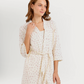 Women's 3-piece camisole, shorts, and printed robe pajamas