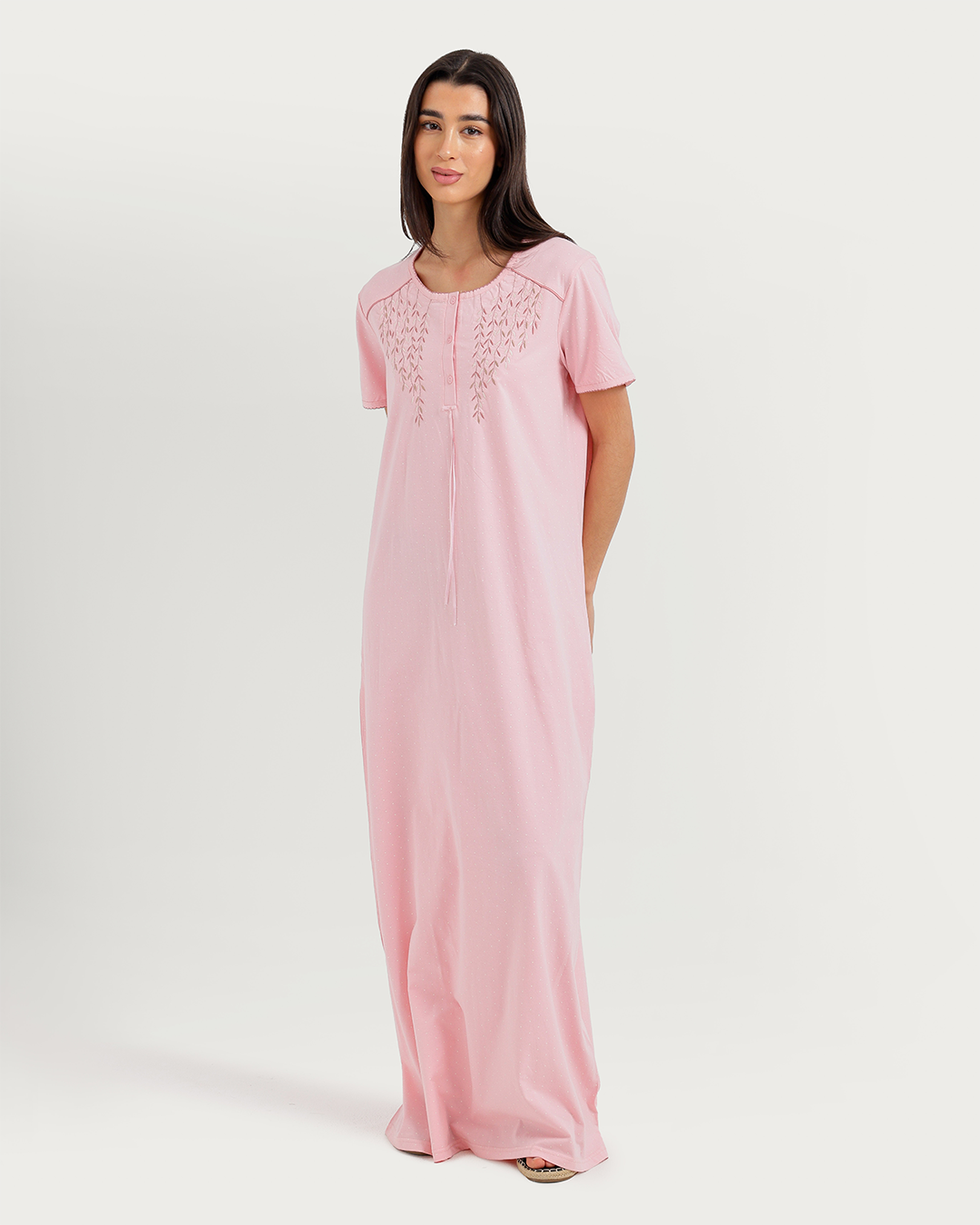 Women's long half-sleeve embroidered jalabiya
