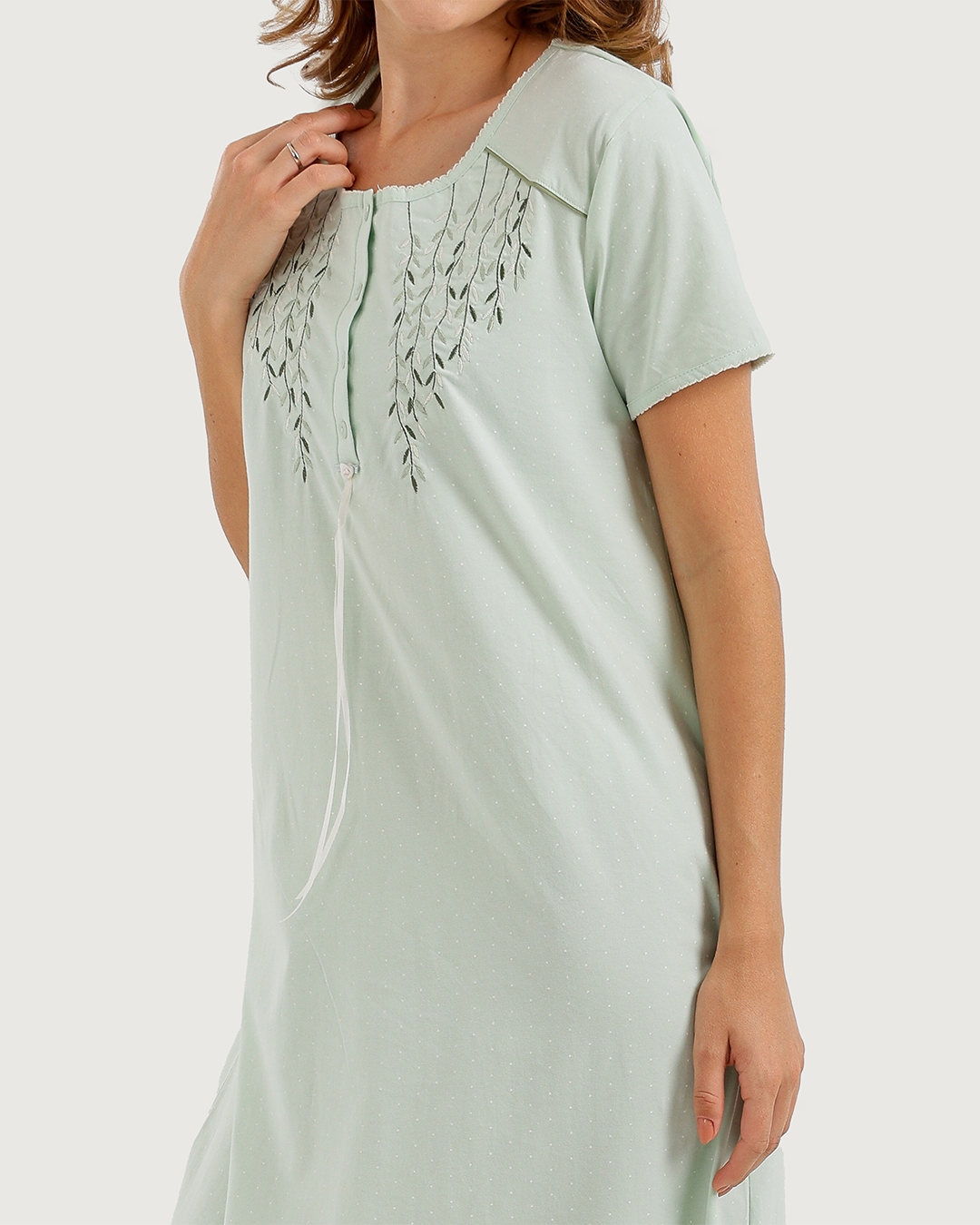 Women's long half-sleeve embroidered jalabiya