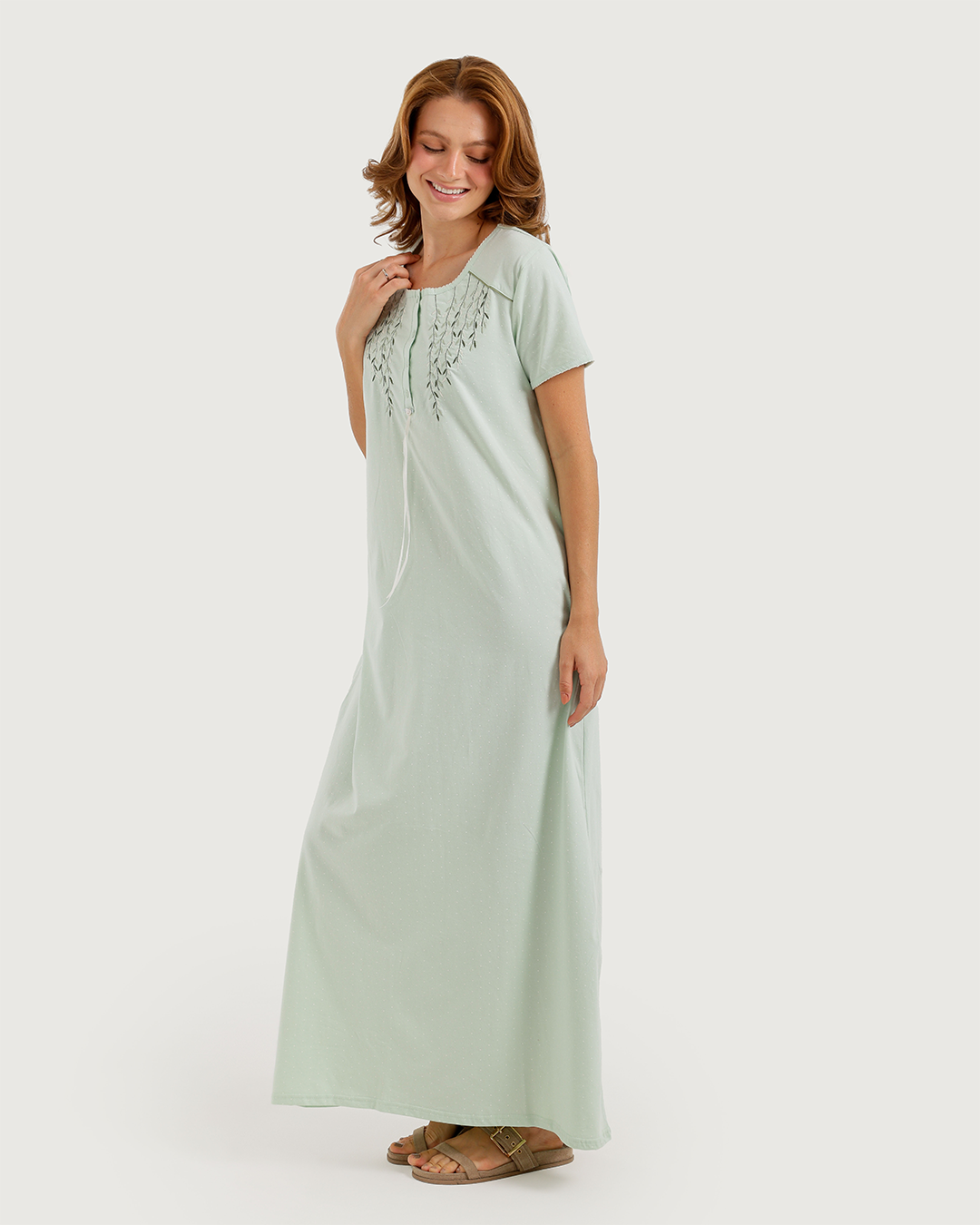 Women's long half-sleeve embroidered jalabiya