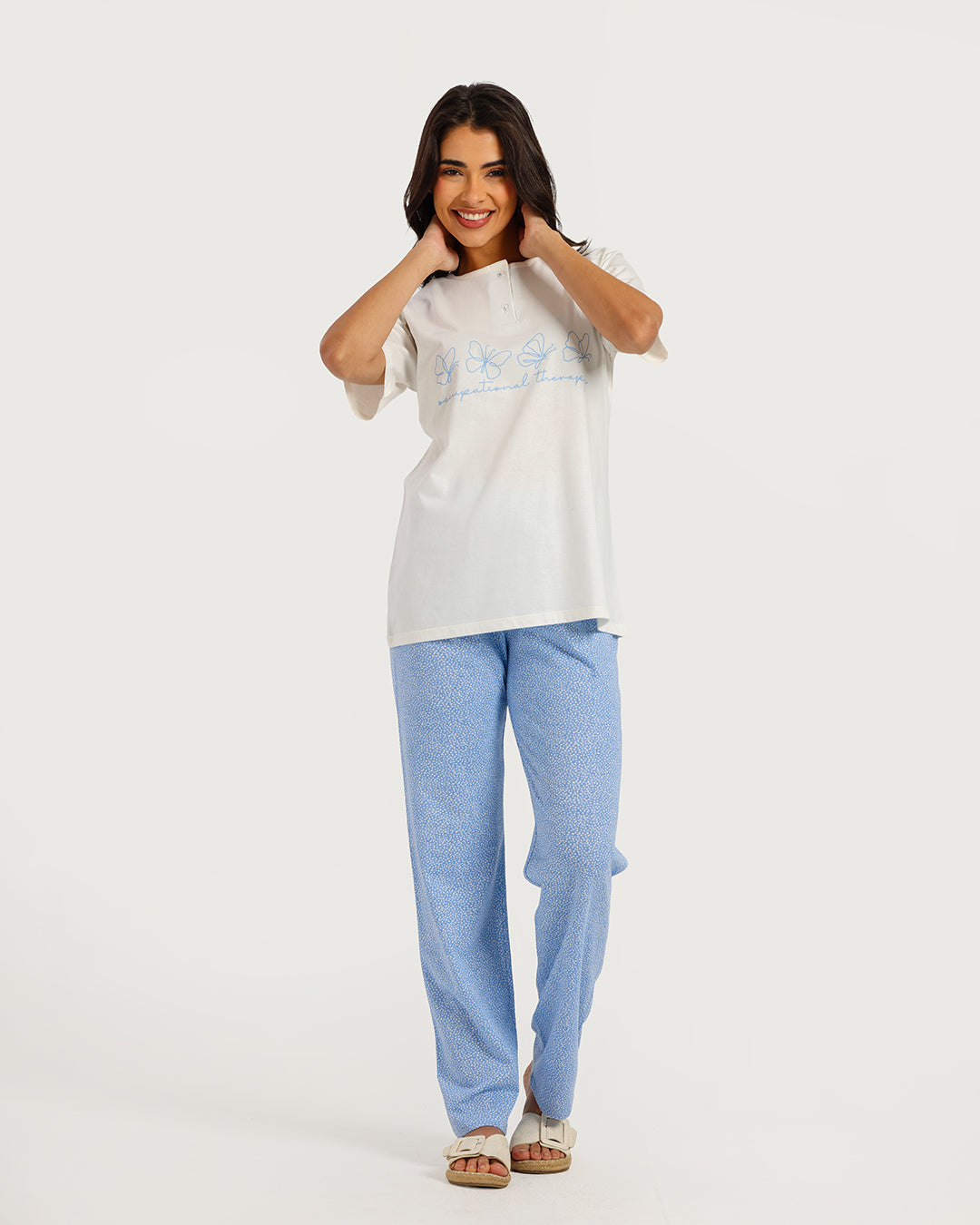Women's Short Sleeve Pajama Set with Pants