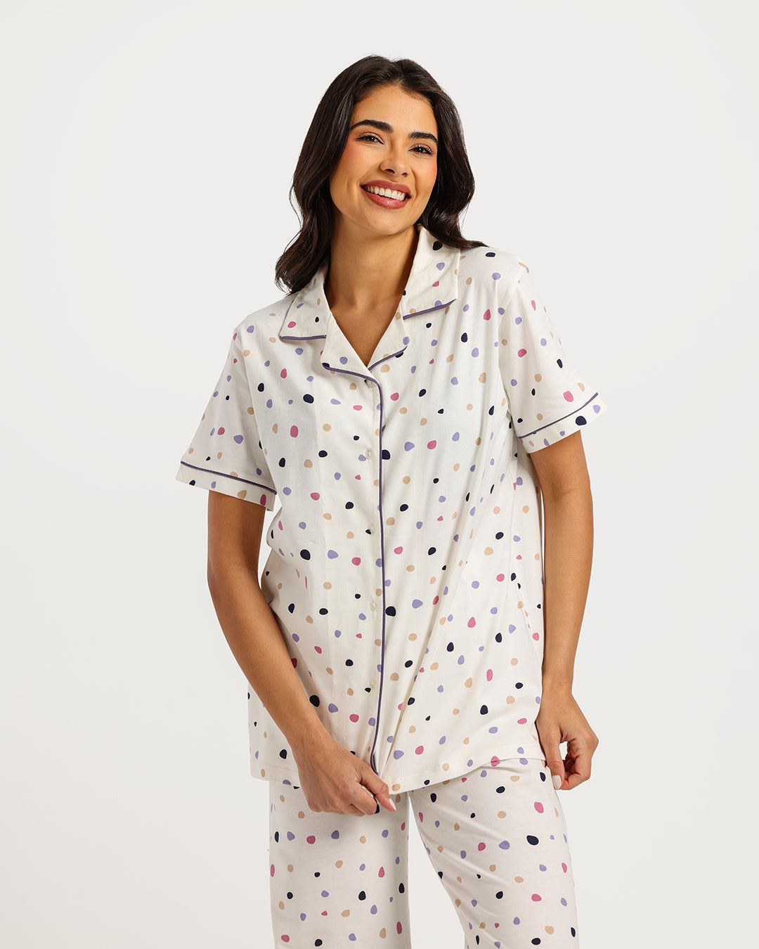 بيجامة حريمي نص كم مع بنطلون