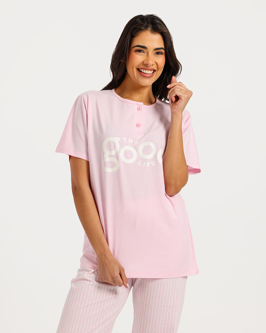 بيجامة حريمي نص كم مع بنطلون