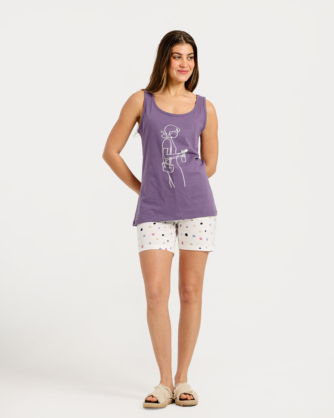 Women's Sleeveless Pajama Set with Shorts