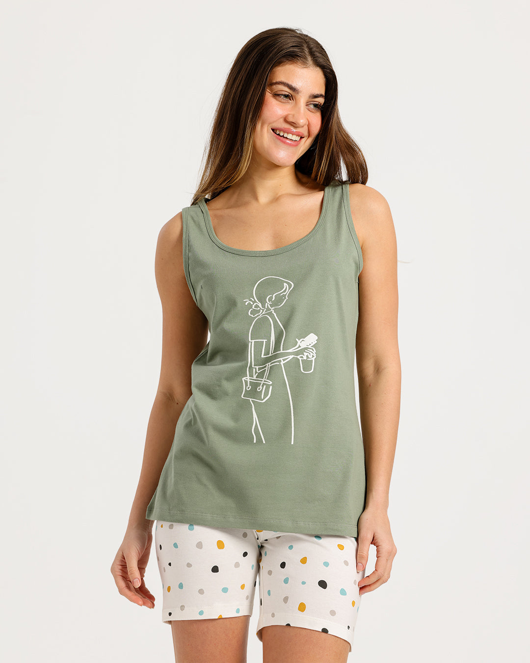 Women's Sleeveless Pajama Set with Shorts
