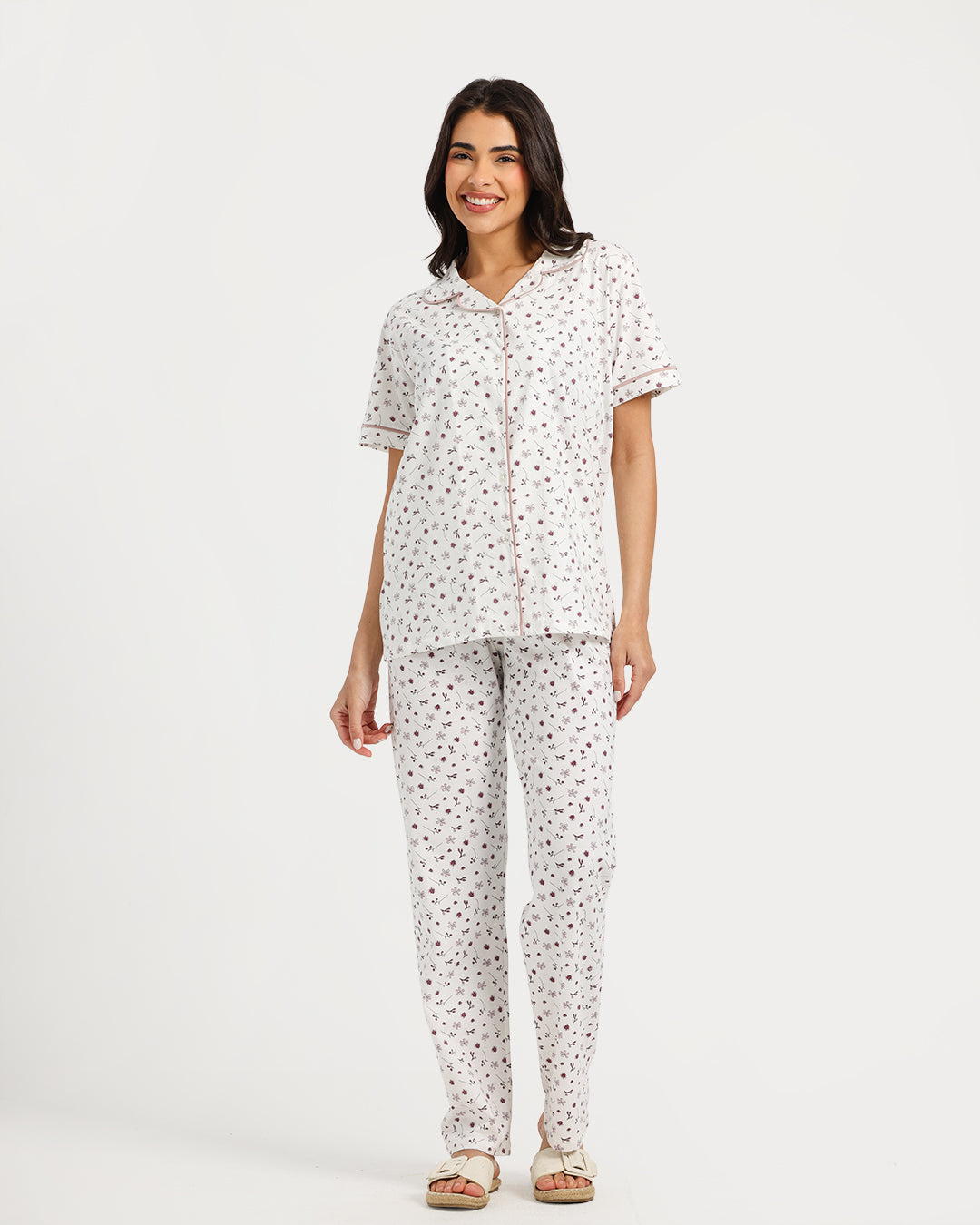 Women's Short Sleeve Pajama Set with Pants