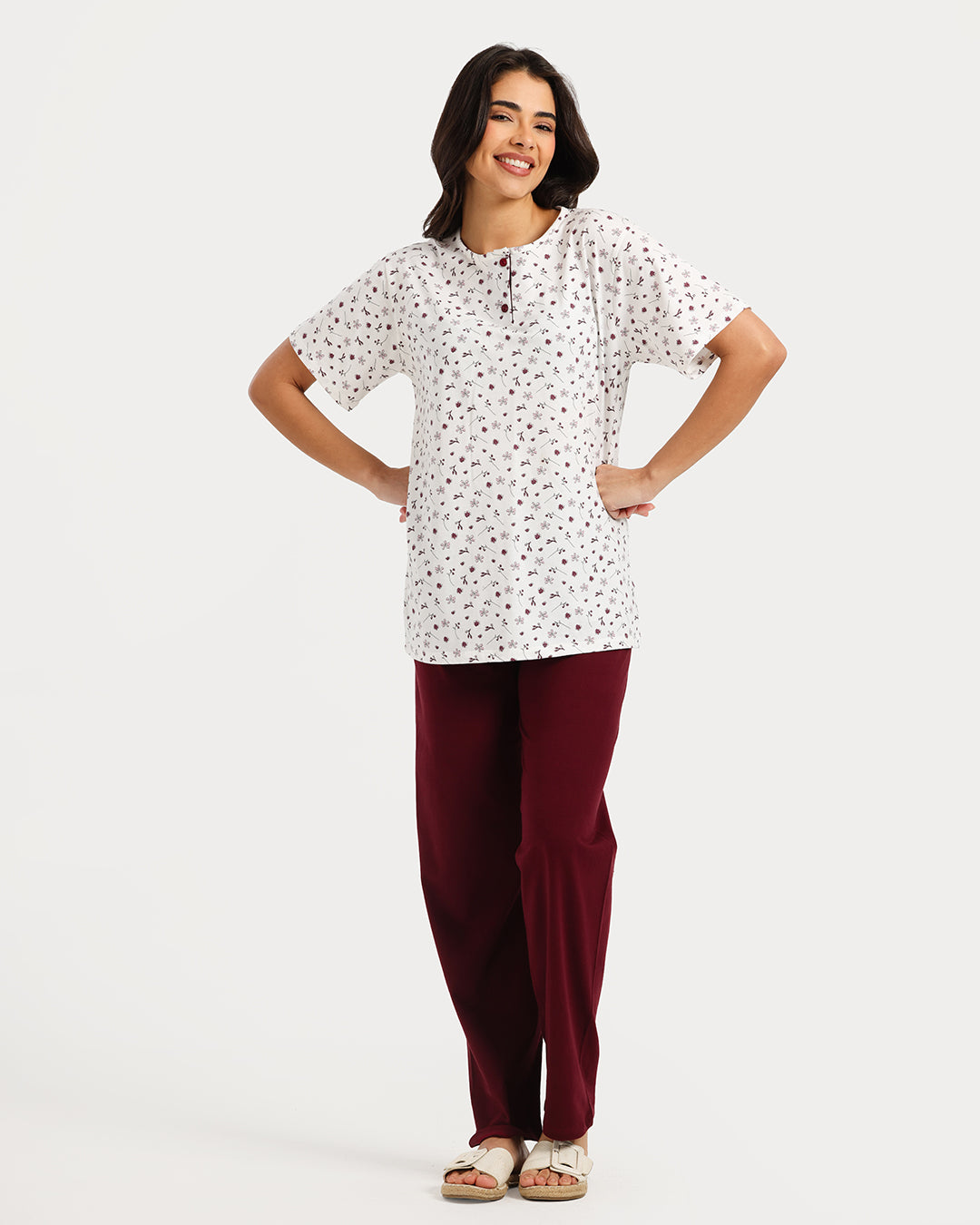Women's Short Sleeve Pajama Set with Pants