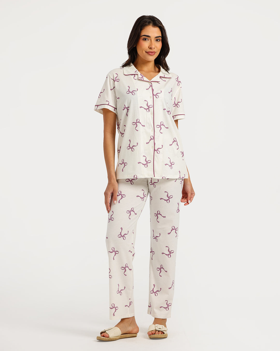 Women's Short Sleeve Pajama Set with Pants