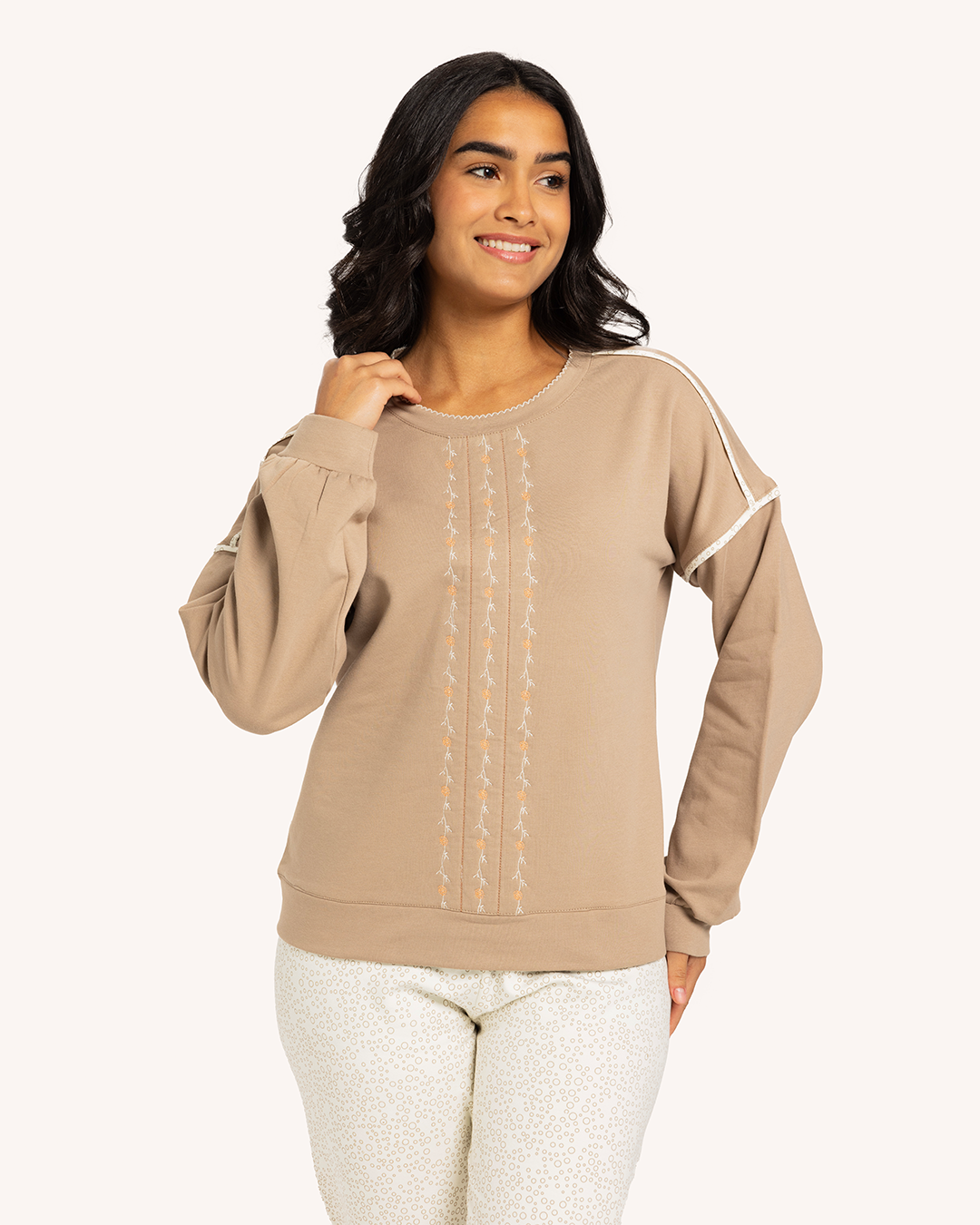 بيجاما حريمى كم بنطلون فرع ورد