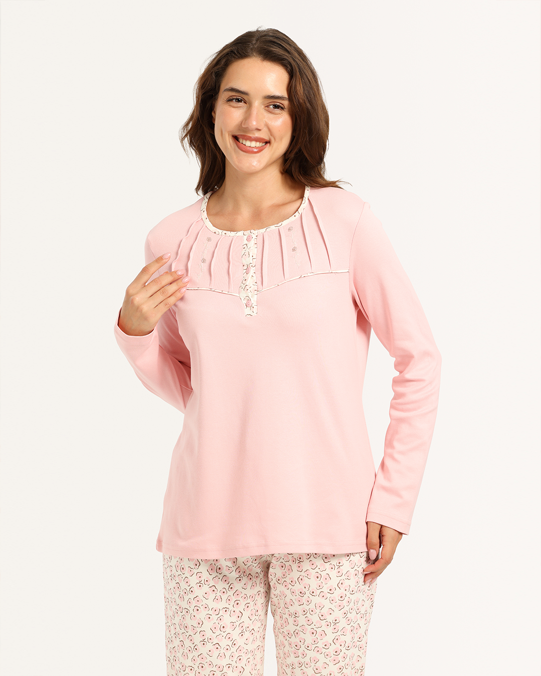 بيجاما حريمى كم بنطلون ورد صغير