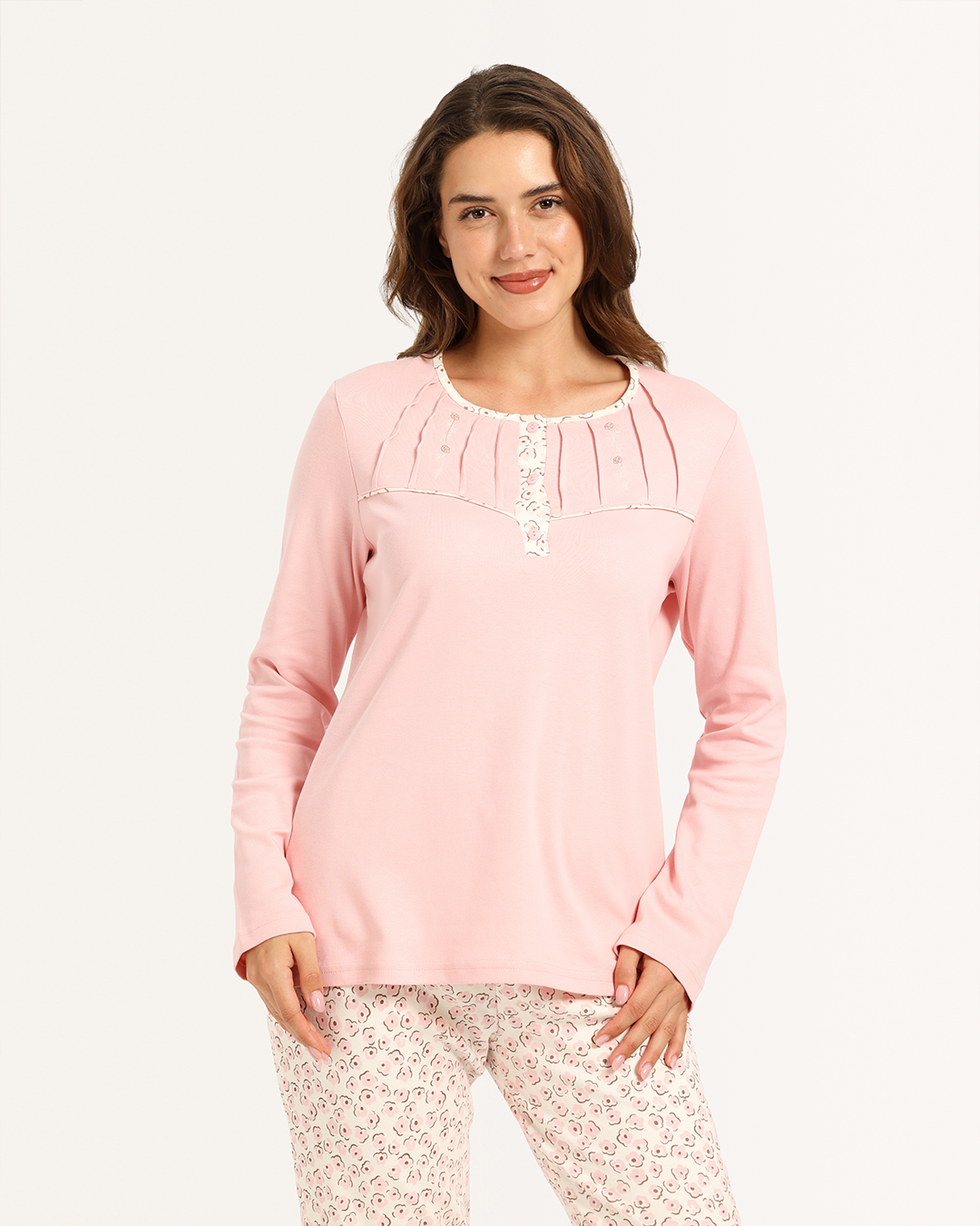 بيجاما حريمى كم بنطلون ورد صغير