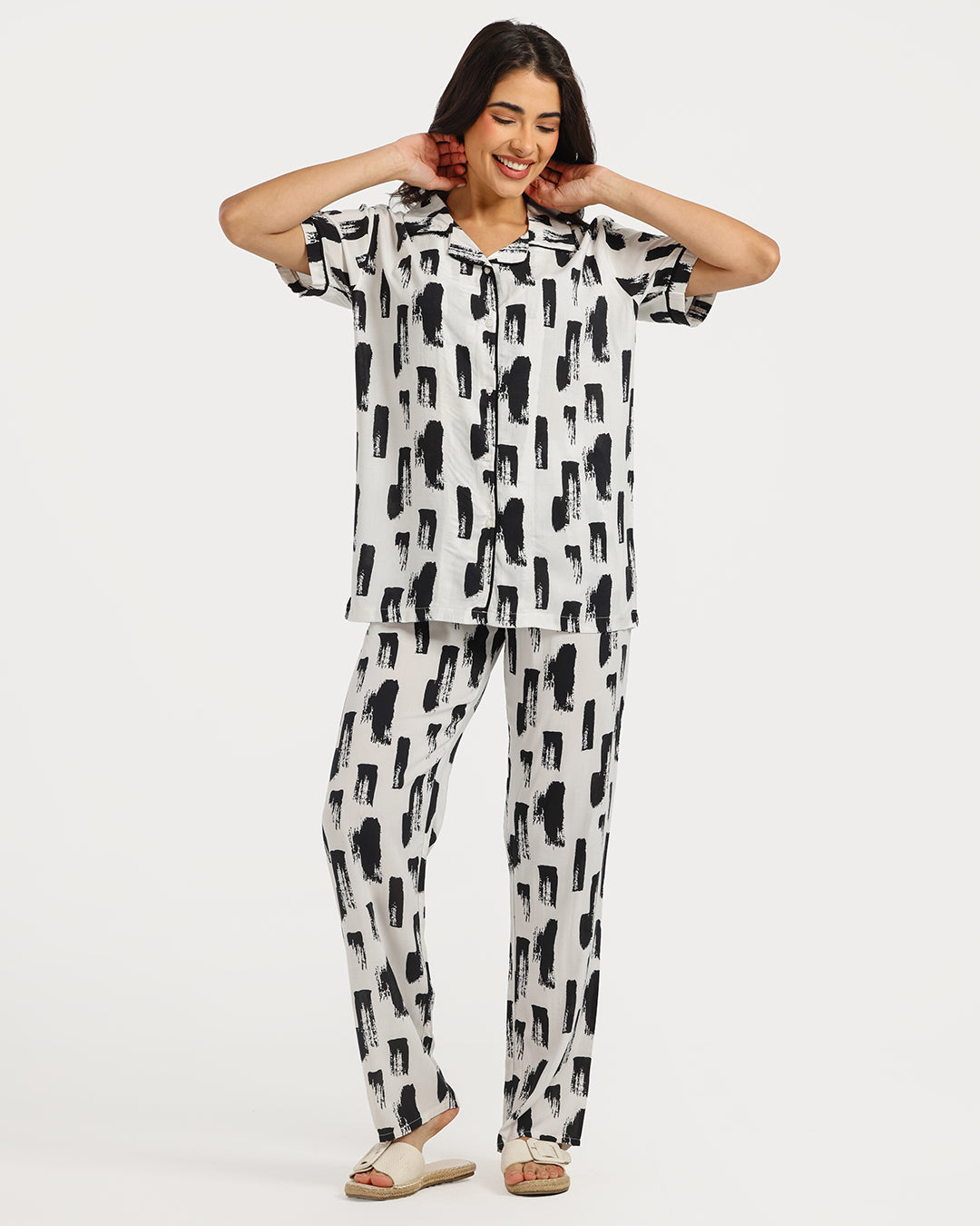 Women's Short Sleeve Pajama Set with Pants