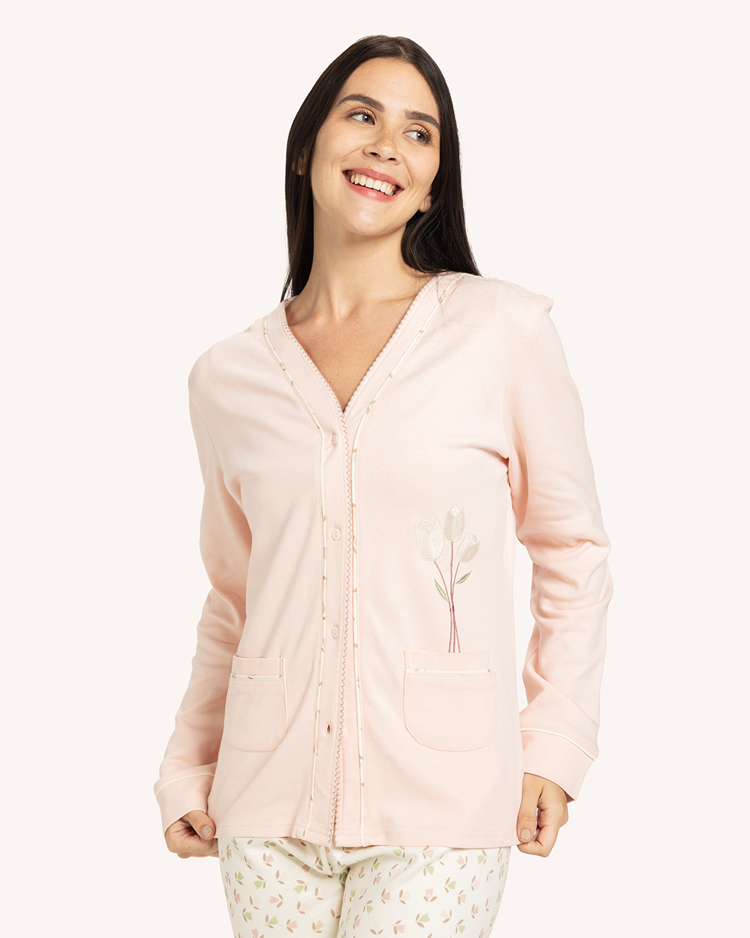 بيجاما حريمى كم زراير بنطلون جيبين