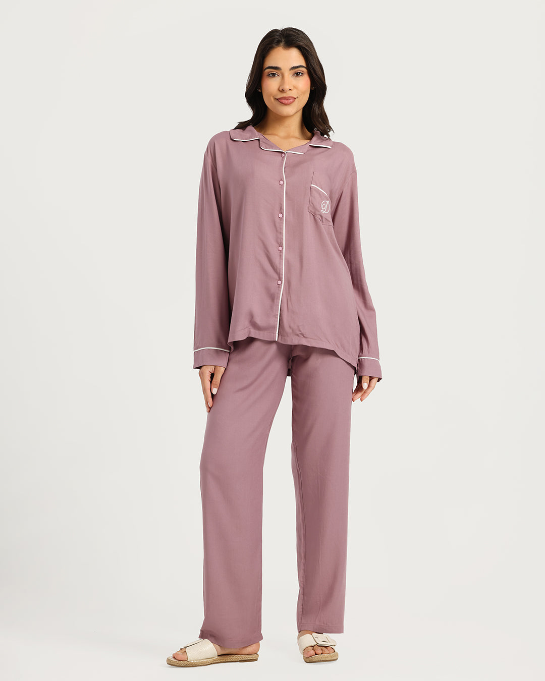 بيجامة حريمي كم طويل مع بنطلون