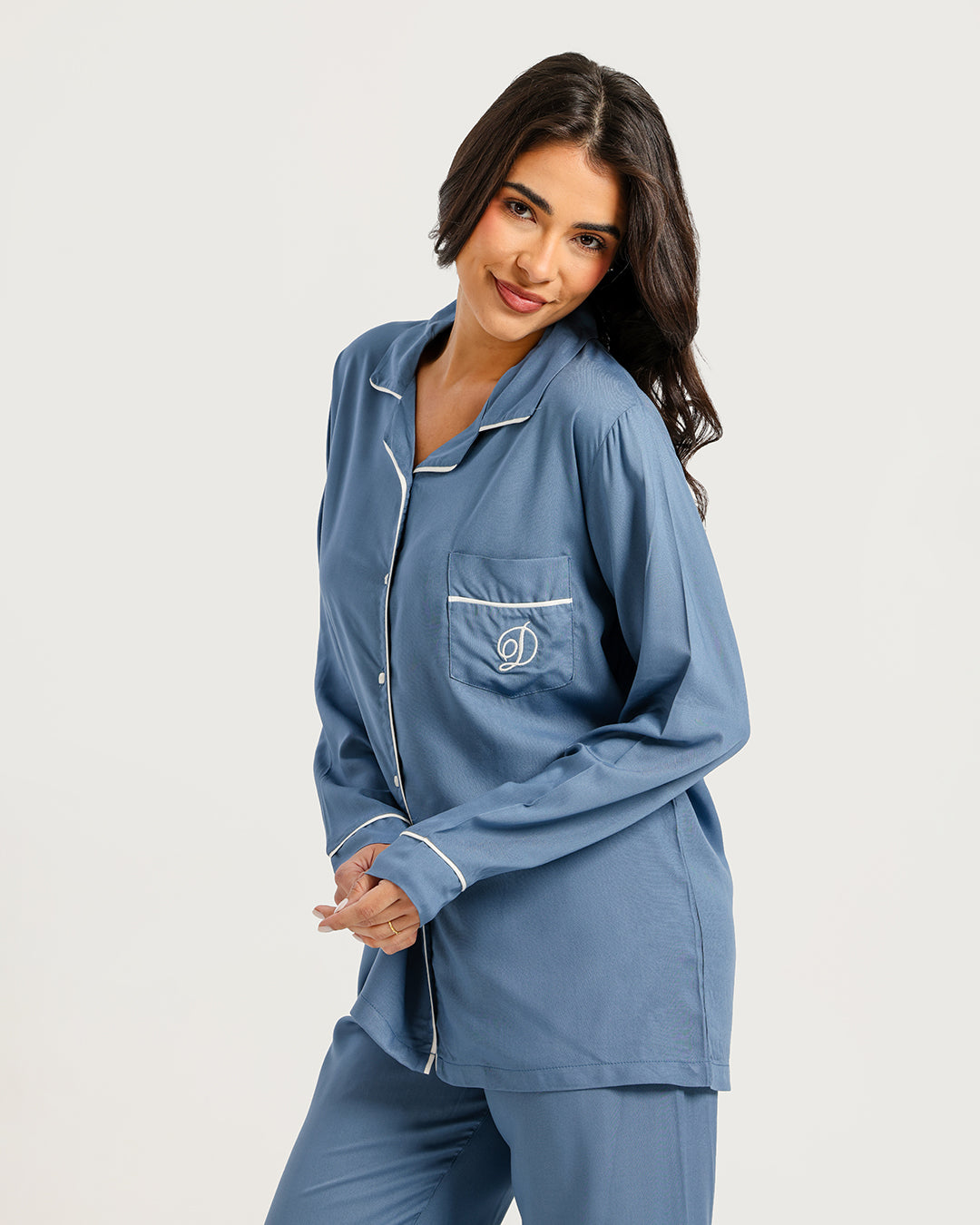 بيجامة حريمي كم طويل مع بنطلون