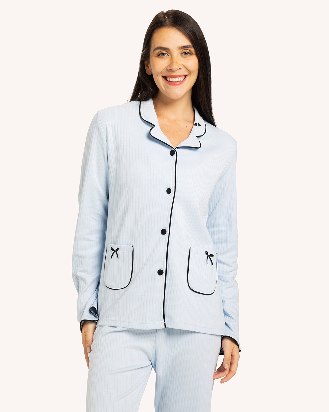 بيجاما حريمى زراير جيبين فيونكة صغيرة