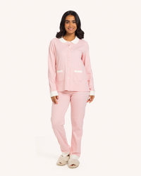 بيجاما كم بزراير منقطة