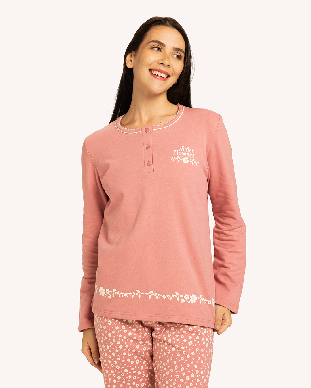 بيجاما حريمى كم بنطلون ورد صغير