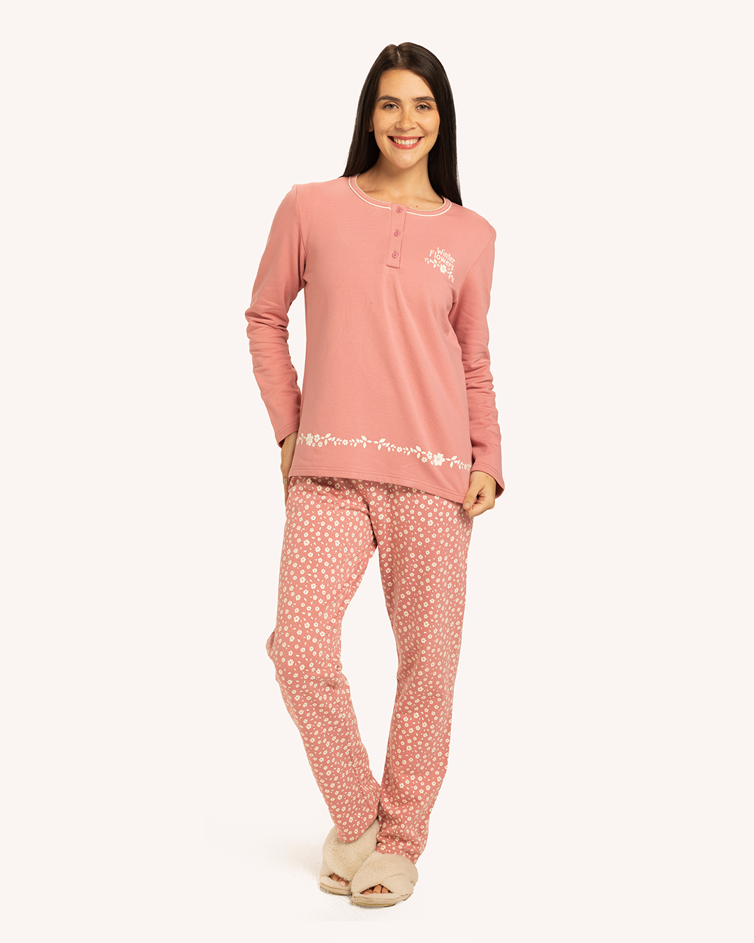 بيجاما حريمى كم بنطلون ورد صغير