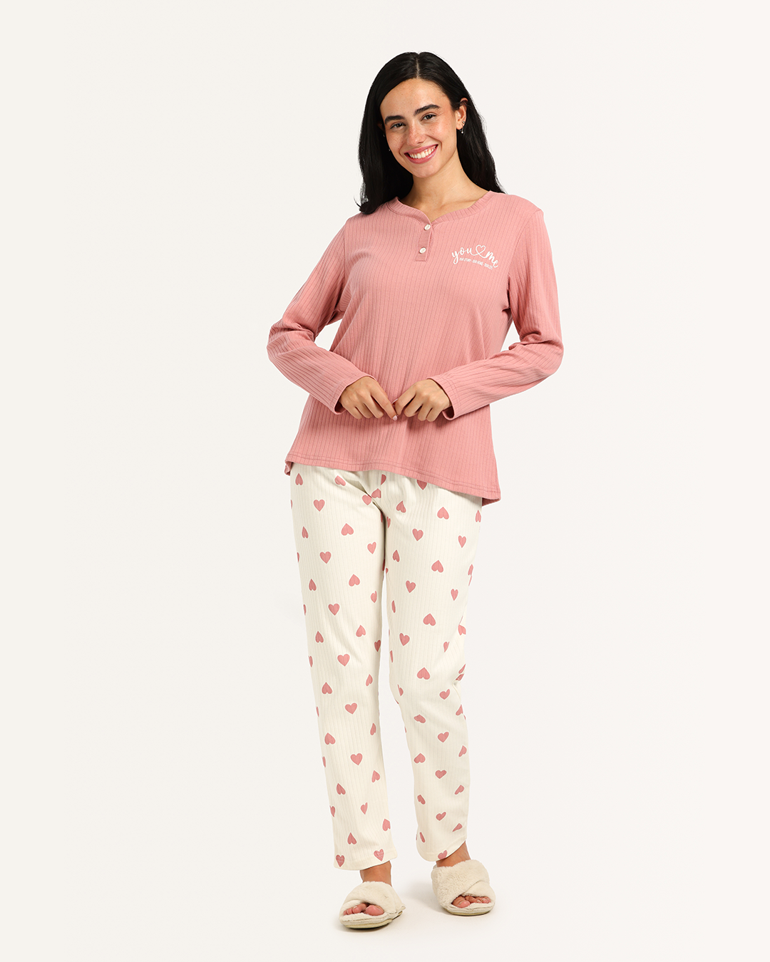 بيجاما حريمى كم بنطلون قلوب