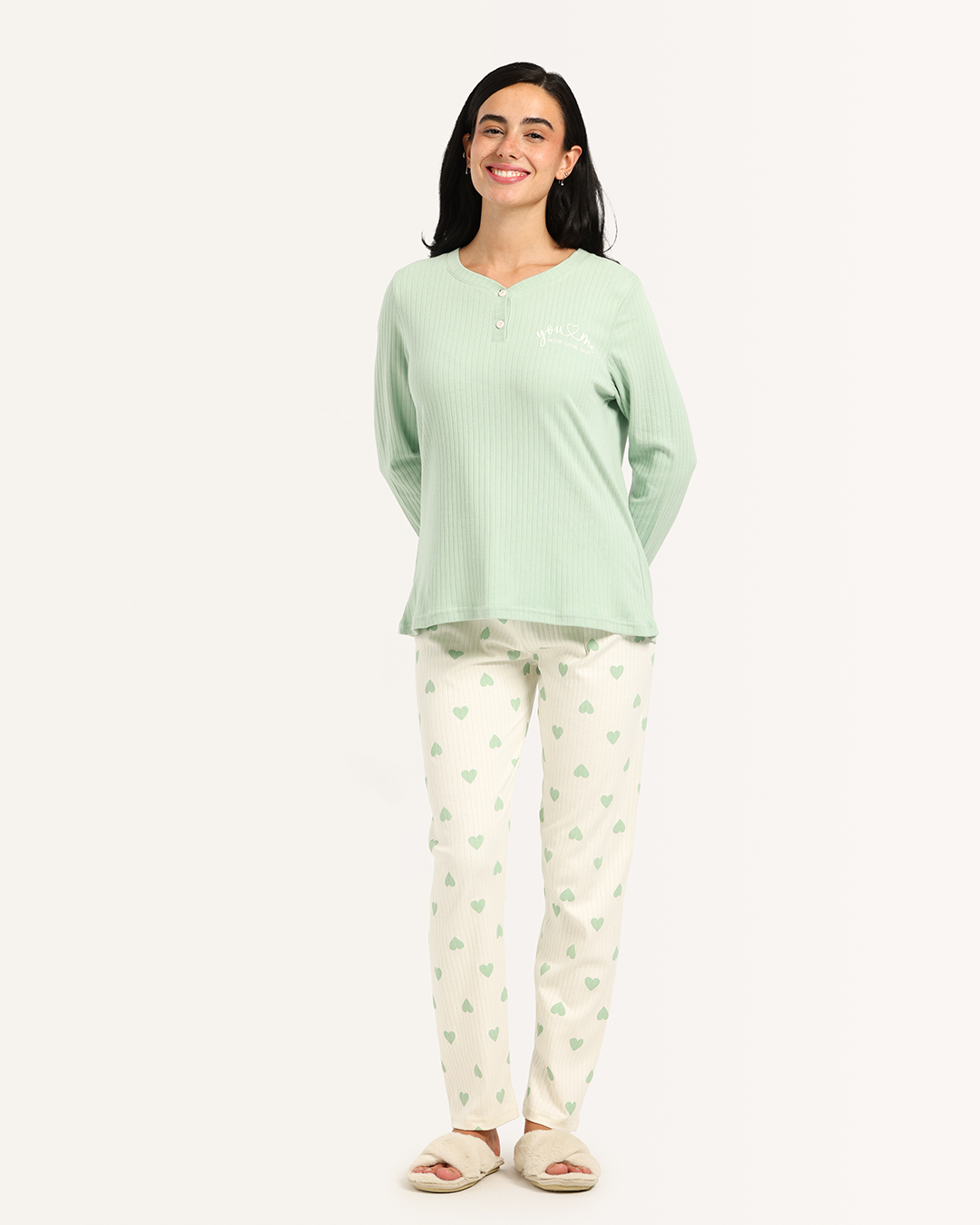 بيجاما حريمى كم بنطلون قلوب