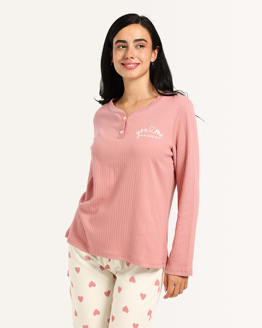 بيجاما حريمى كم بنطلون قلوب