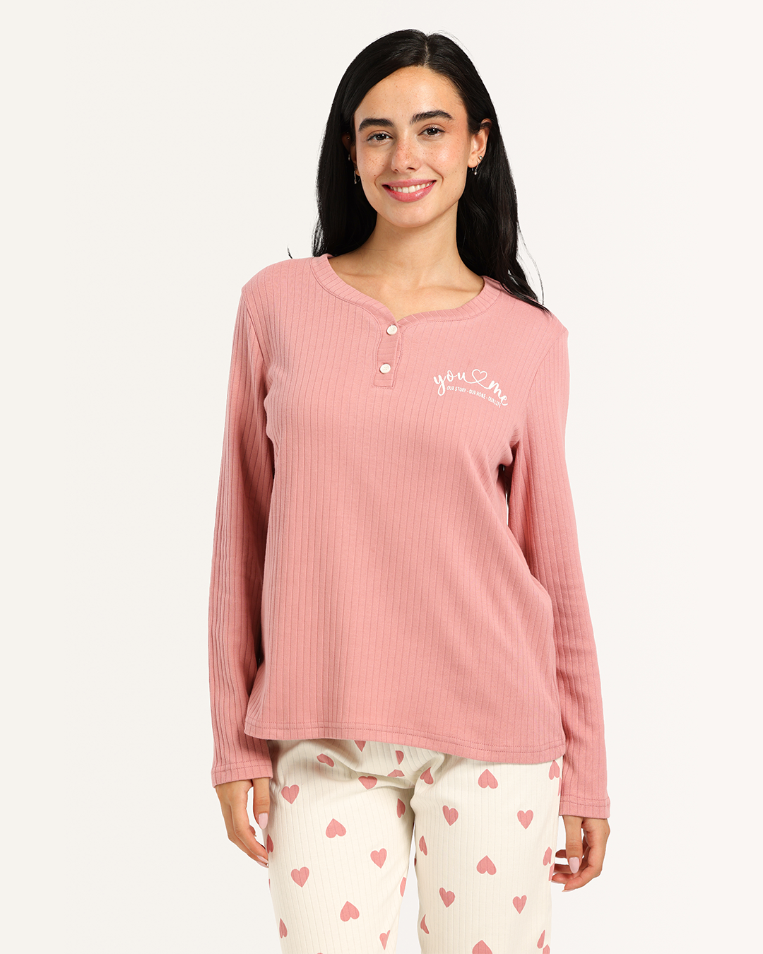 بيجاما حريمى كم بنطلون قلوب