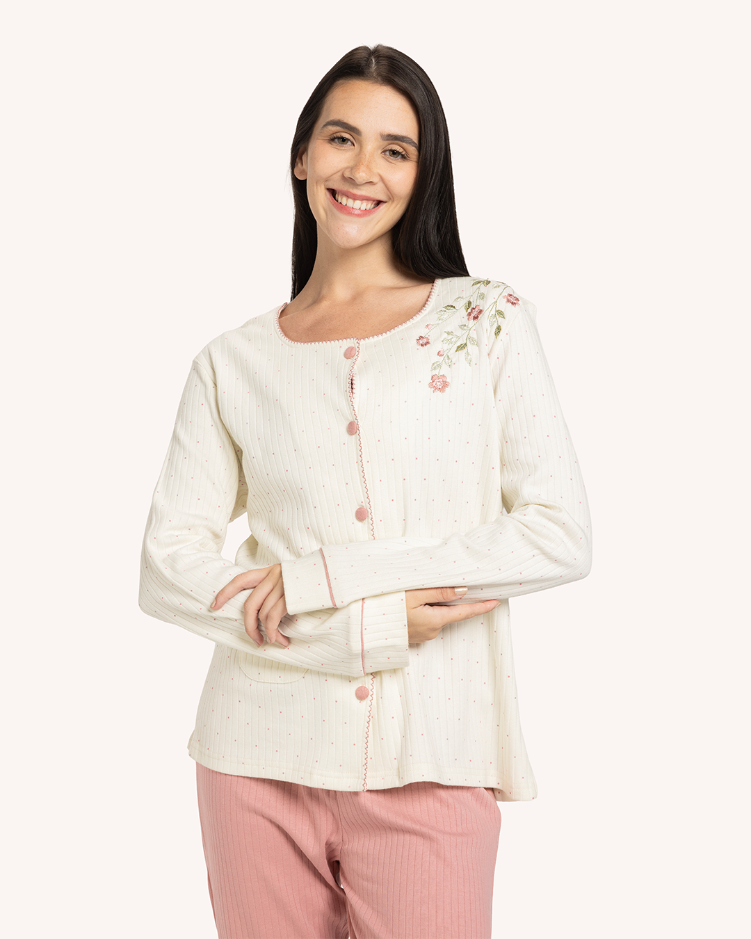 بيجاما حريمى بنطلون منقط ورد