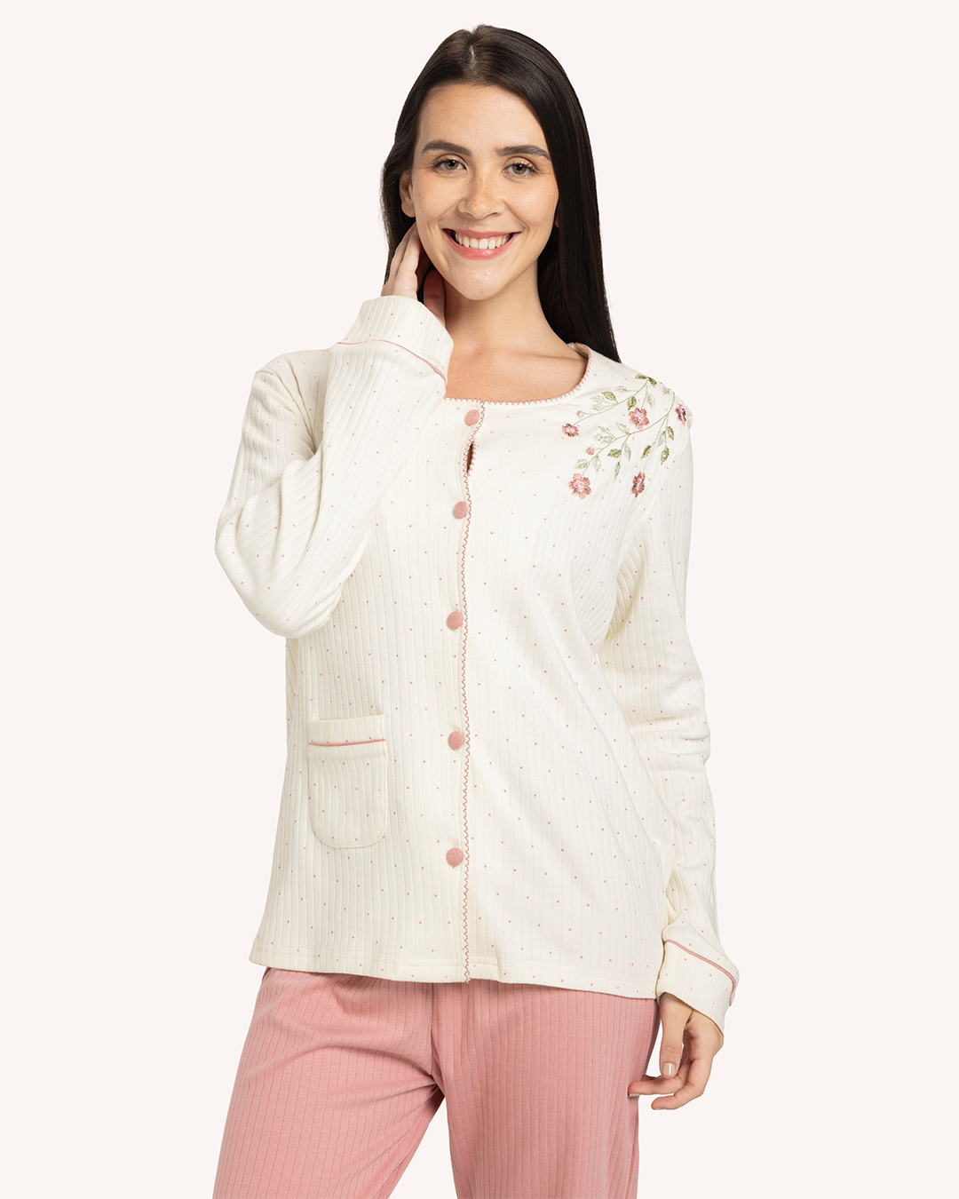 بيجاما حريمى بنطلون منقط ورد