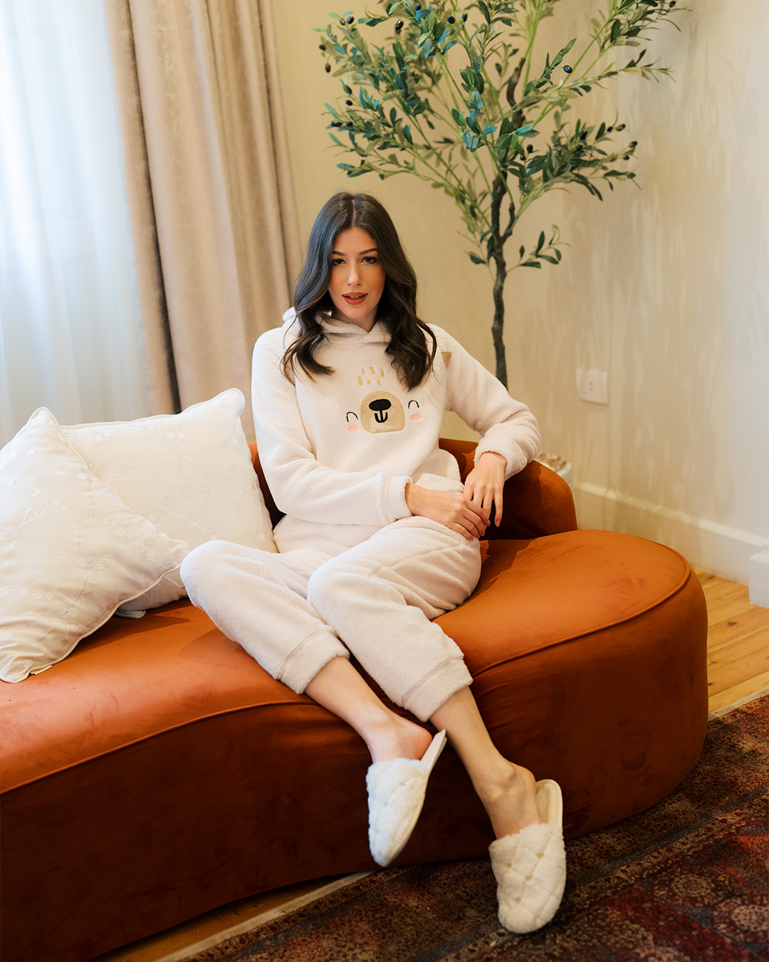 Cute Bear Women Fluffy Pajama