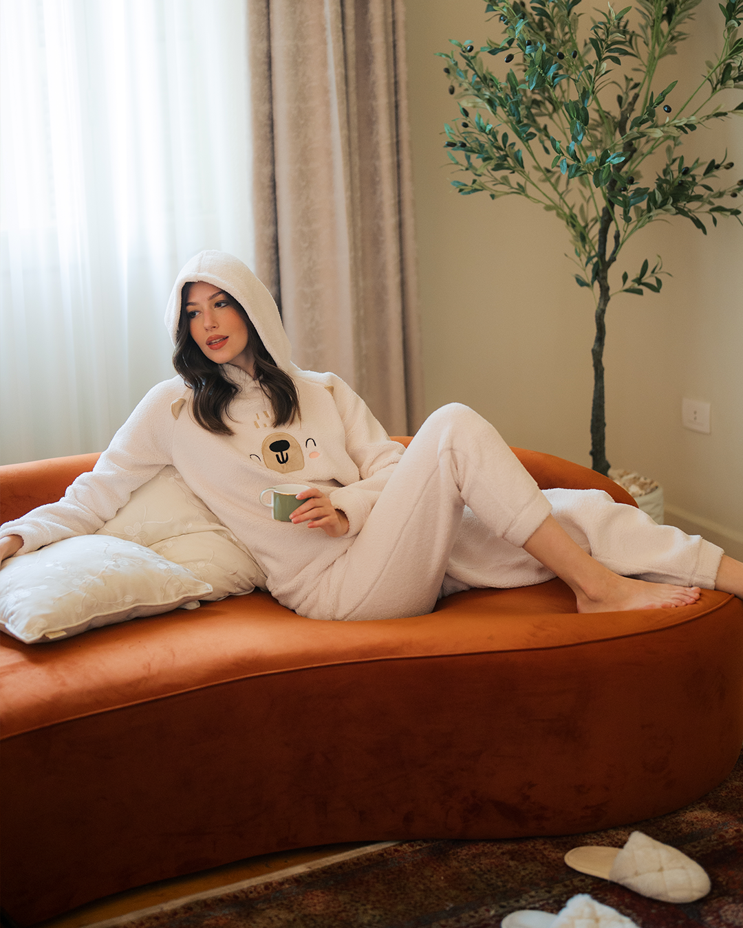 Cute Bear Women Fluffy Pajama