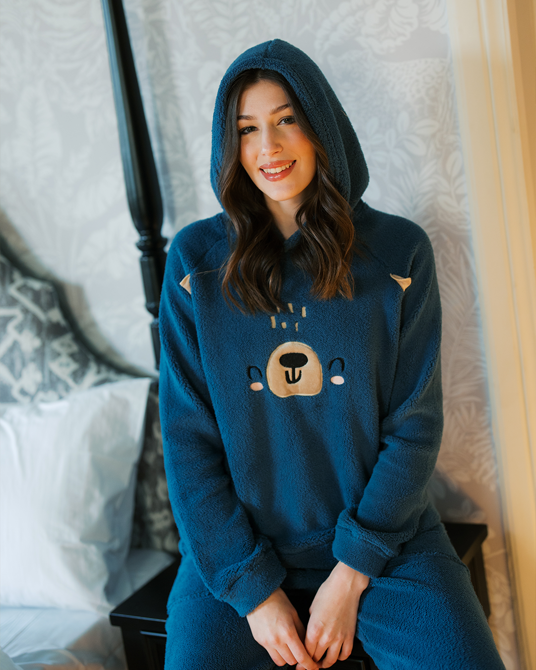 Cute Bear Women Fluffy Pajama