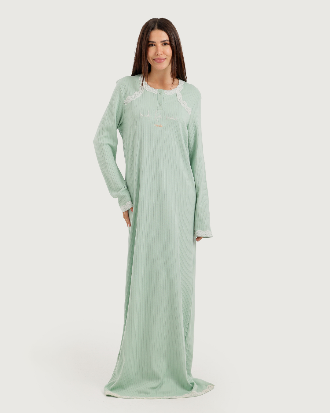 Long Women's Jalabiya with Lace Strips