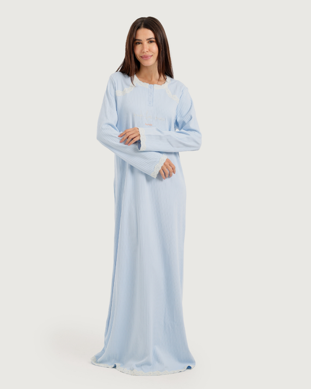 Long Women's Jalabiya with Lace Strips