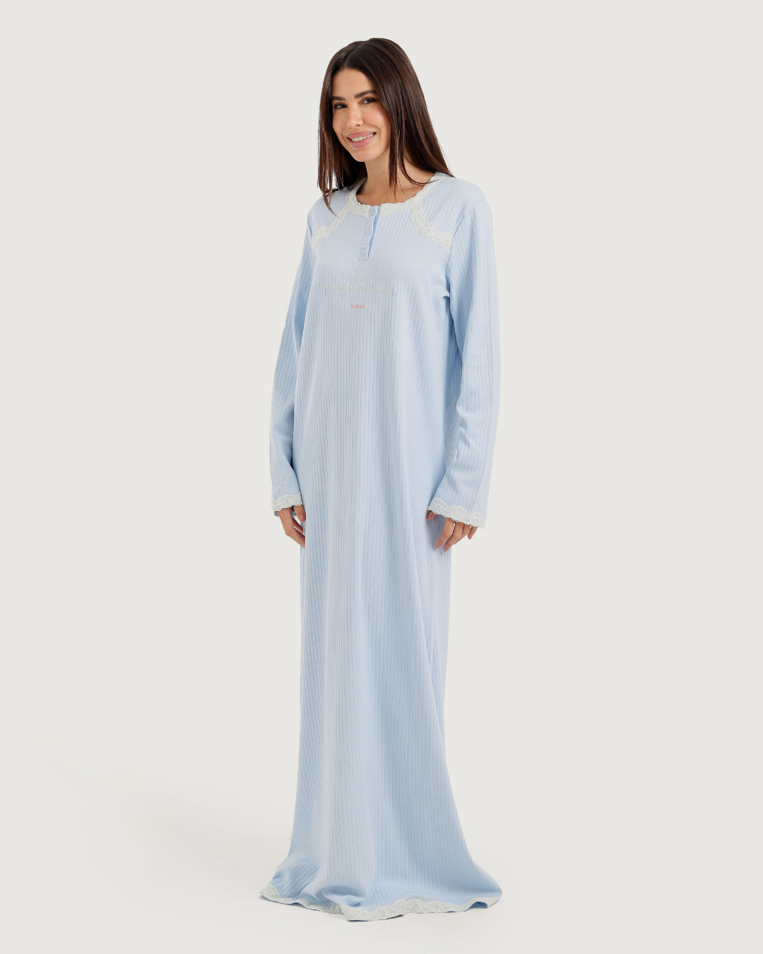 Long Women's Jalabiya with Lace Strips