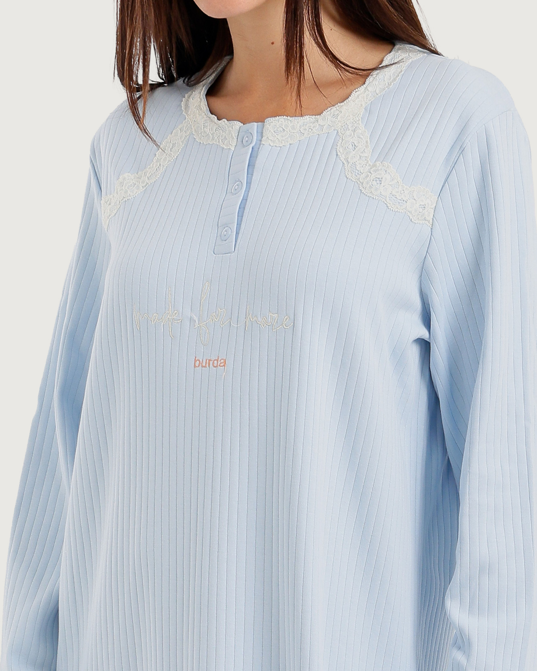 Long Women's Jalabiya with Lace Strips