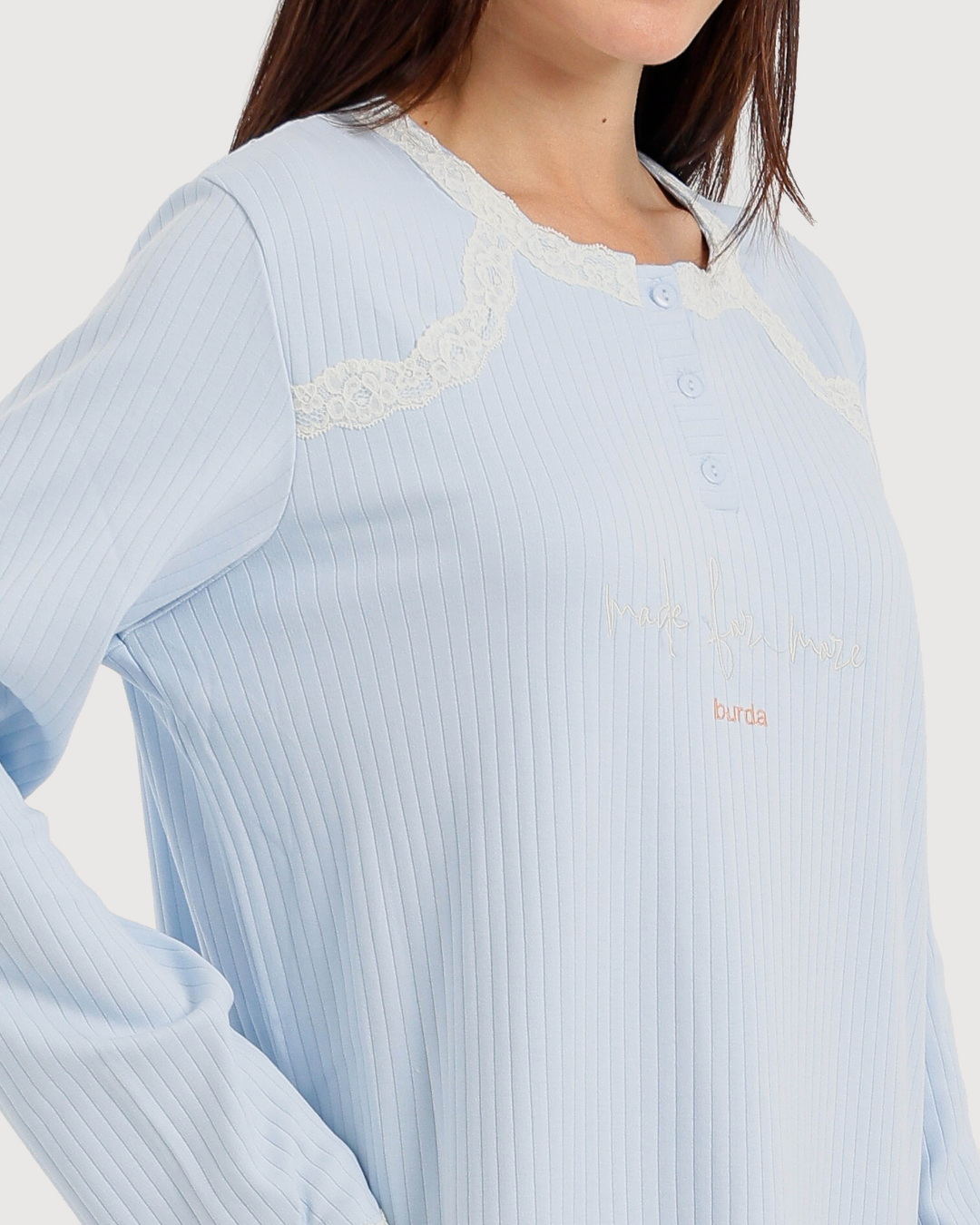 Long Women's Jalabiya with Lace Strips