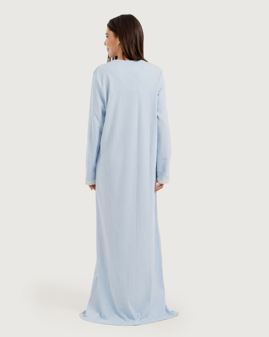 Long Women's Jalabiya with Lace Strips