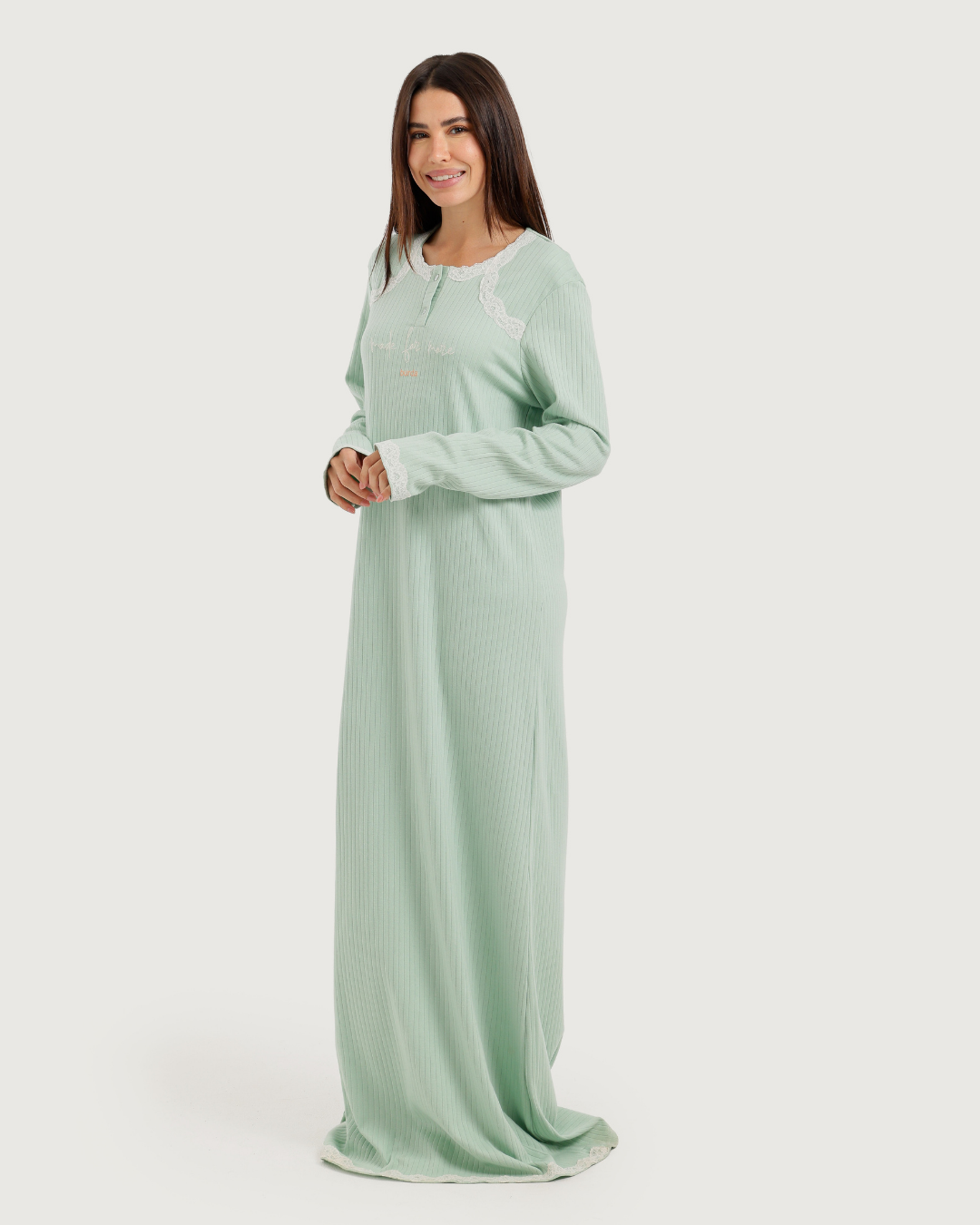 Long Women's Jalabiya with Lace Strips