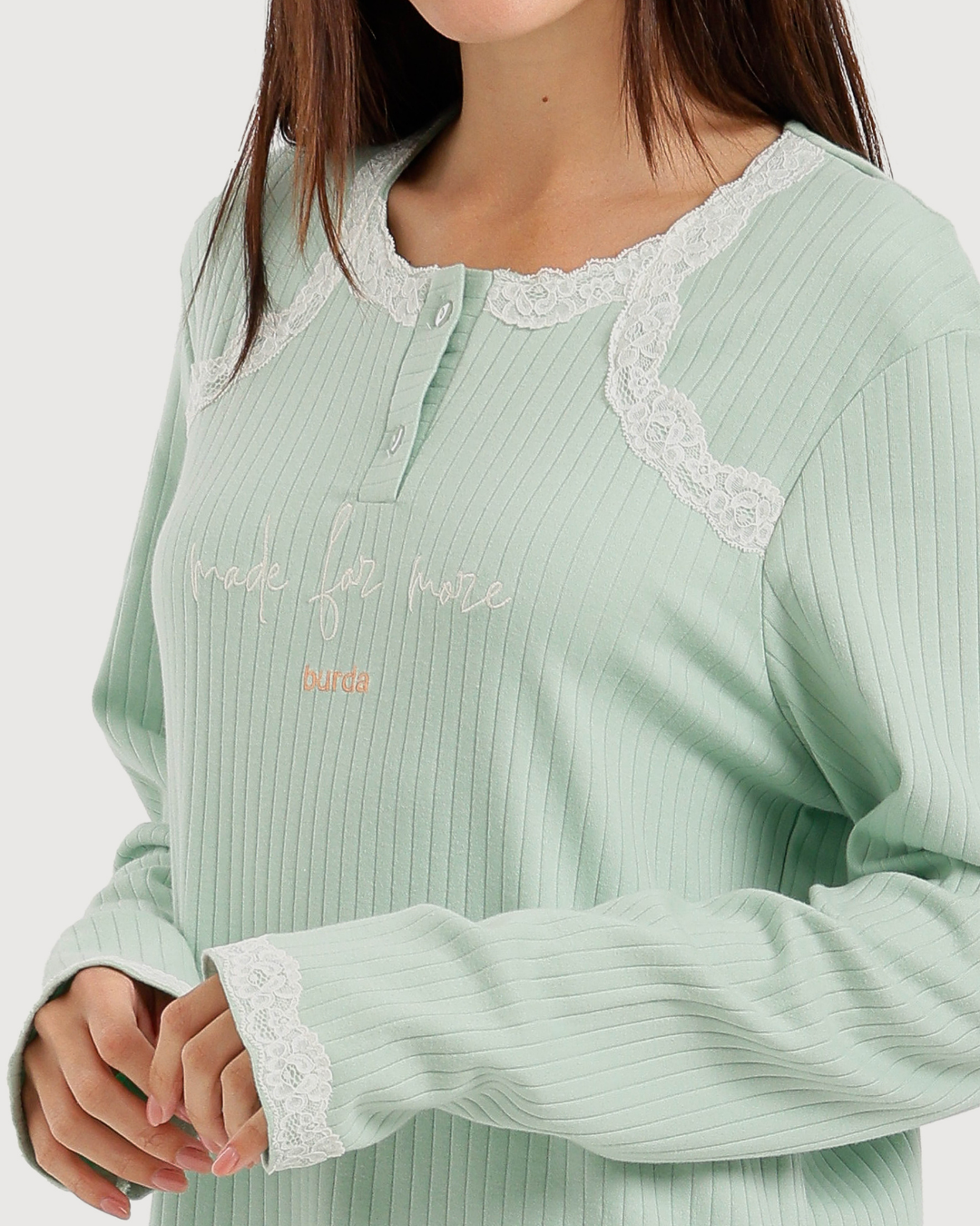 Long Women's Jalabiya with Lace Strips