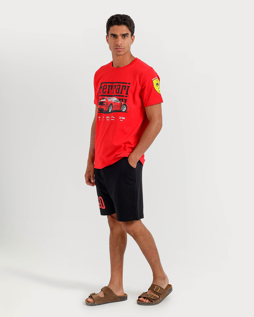 Ferrari Men's Pajama Set Half Sleeve with Shorts
