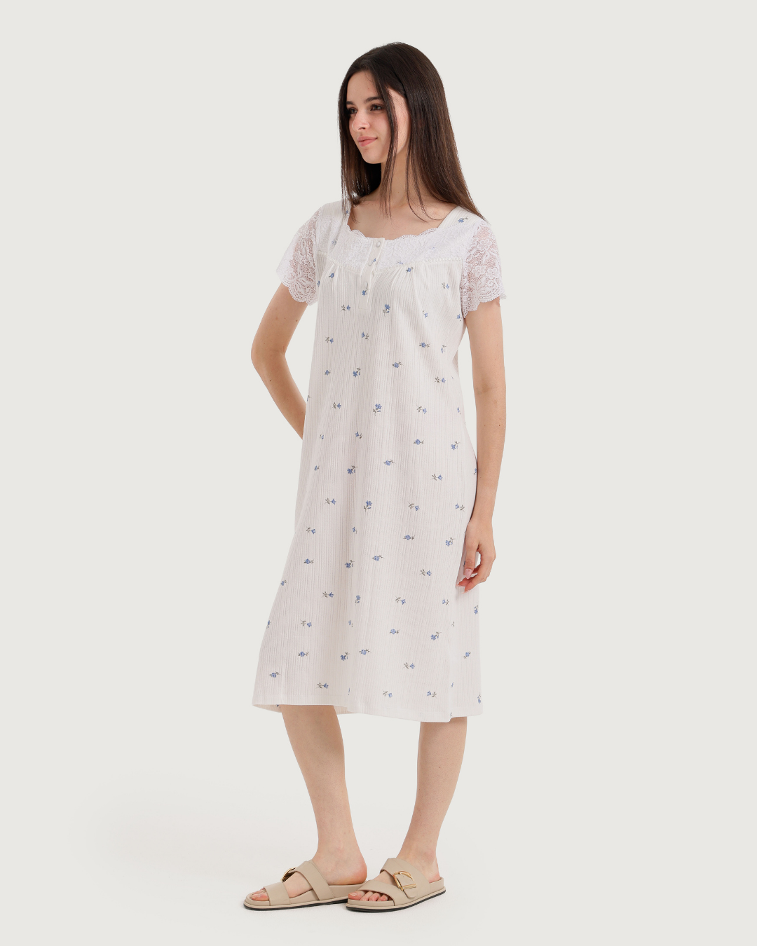 Women's Jacquard Nightshirt Half Sleeve